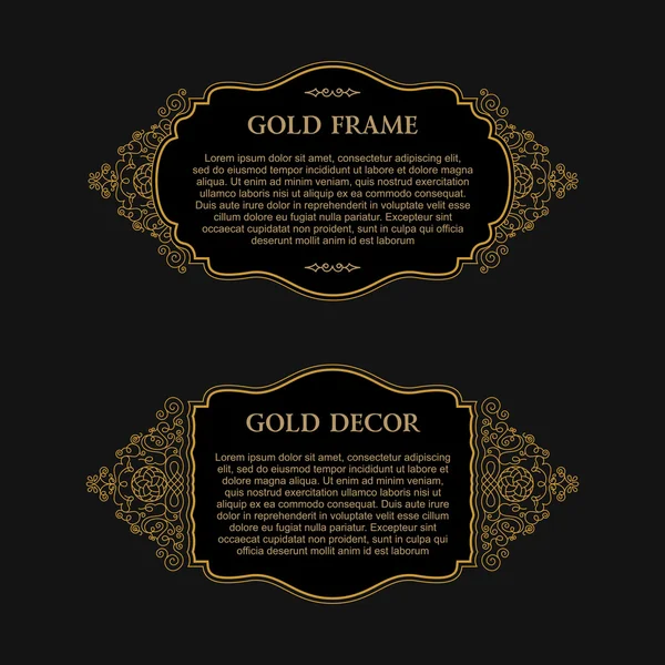 Eastern gold arabic vector lines design templates. Moldura floral muçulmana para cartão e cartão postal —  Vetores de Stock