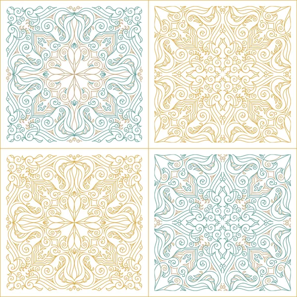 Vector seamless pattern set with art ornament for design — Stock Vector