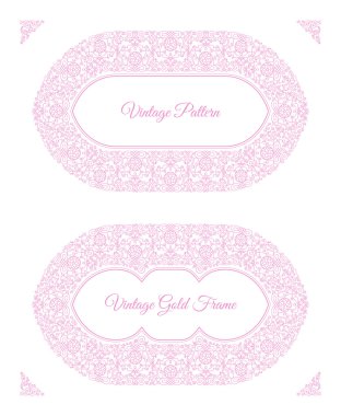 Doğu pembe arapça vektör hatları tasarım şablonları. Kart ve kartpostal için Müslüman çiçek çerçeve