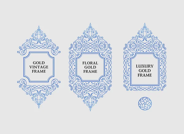 Arabischer Vektorsatz von Frames Lines Art Design Templates. muslimische Umrisse und Embleme — Stockvektor
