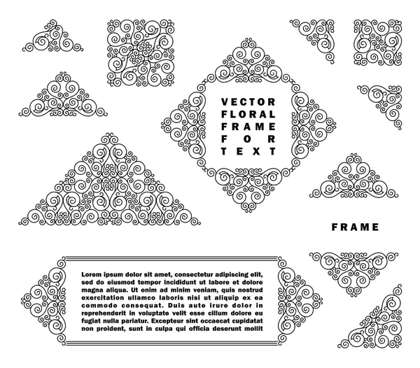 Arabische vector set van frames lijnen Art Design Templates. Moslim zwart, witte omtrek elementen en emblemen — Stockvector