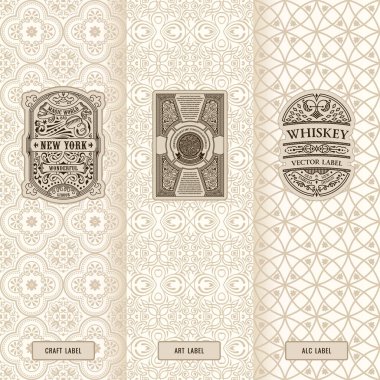 Ürün için tasarım ögeleri, simge, logo, çerçeve, lüks paketleme vektör kümesi