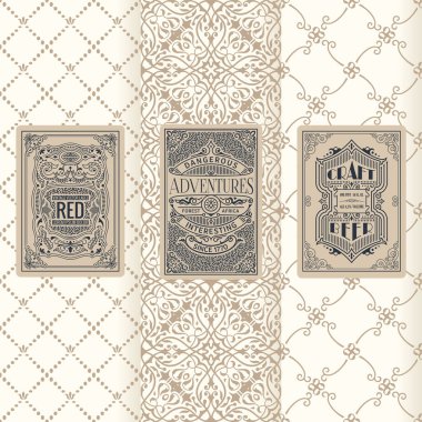Ürün için tasarım ögeleri, simge, logo, çerçeve, lüks paketleme vektör kümesi