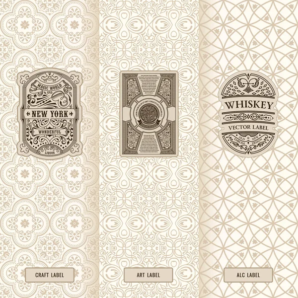 Vector conjunto de elementos de diseño etiquetas, icono, logotipo, marco, embalaje de lujo para el producto — Vector de stock