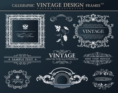 Vintage siyah çerçeve süsleme seti. Vector öğesinin dekor