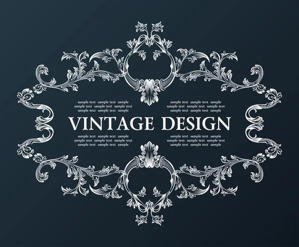 Vector vintage royal old frame ornament decor black — Stock Vector
