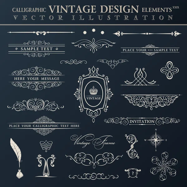 Vector vintage set. kalligrafische elementen en pagina decoratie pr — Stockvector