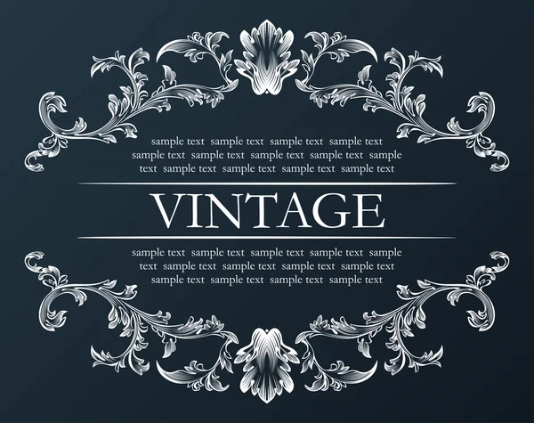 Cadre vectoriel vintage. Décor Royal rétro ornement noir — Image vectorielle