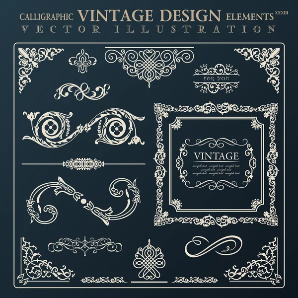 Elementos de diseño caligráfico ornamento vintage. Deco marco vectorial — Vector de stock