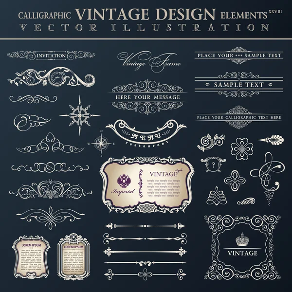 Vector vintage instellen kalligrafische ontwerpelementen en pagina decora — Stockvector