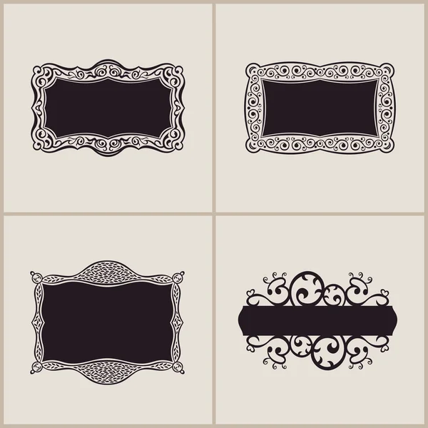 Etiqueta marcos vectoriales elegante conjunto de bordes. Diseño de banner floral orn — Archivo Imágenes Vectoriales