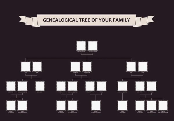 Genealogiska trädet av din familj. Kalligrafiska ramar prydnad — Stock vektor