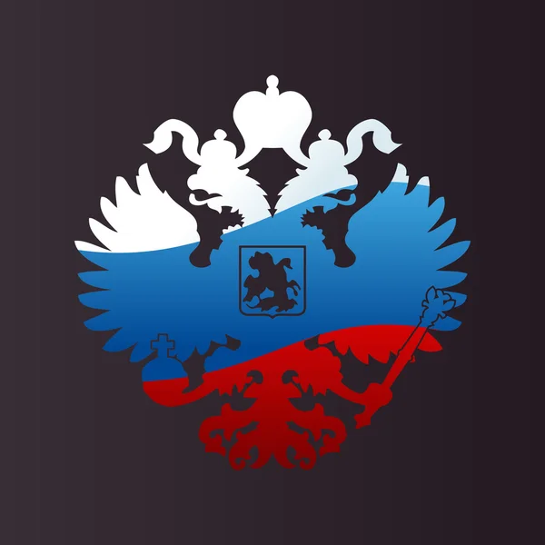 Russische wapenschild dubbelkoppige adelaar embleem. Symbool van empir — Stockvector