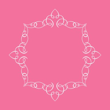 Kaligrafi çerçeve ve sayfa dekorasyon. Vektör çizim pembe