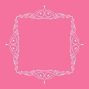 Kaligrafi çerçeve ve sayfa dekorasyon. Vektör çizim pembe