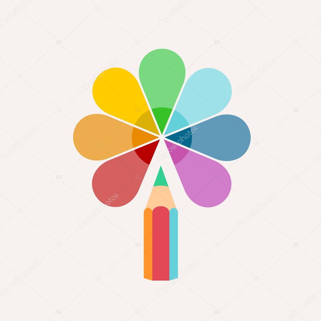 Pencil. Vector logo, colored paint and icon