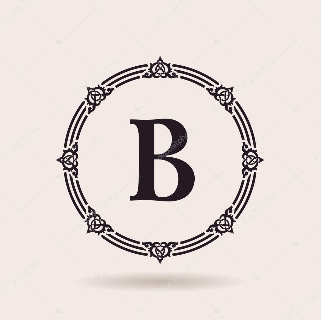 Vector frame calligraphic design emblem. Vintage labels and badges for alphabet logo quality