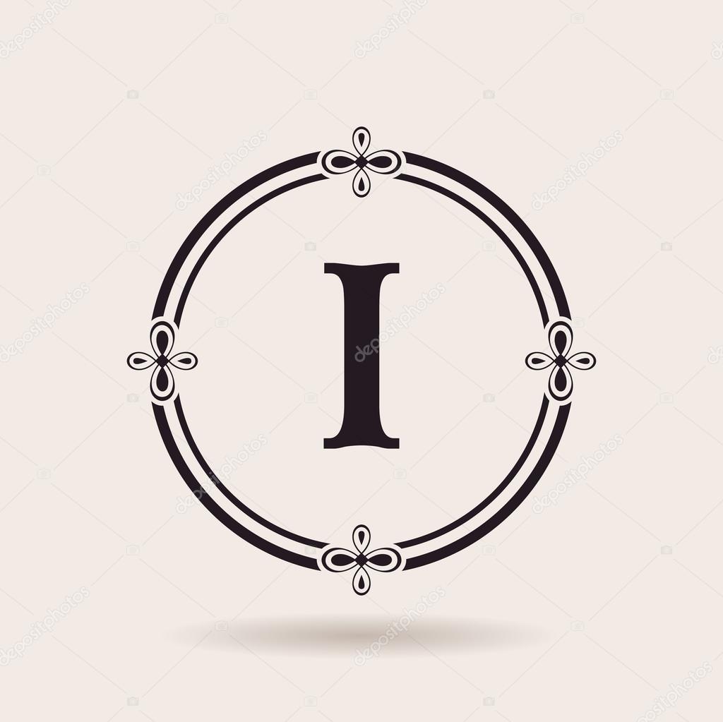 Vector frames design templates. Vintage labels and badges for logos. Alphabet letter I