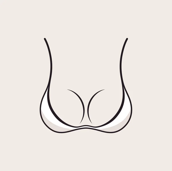 Bra icon sexy logo. White simple emblem slim figure, fitness — Stock Vector