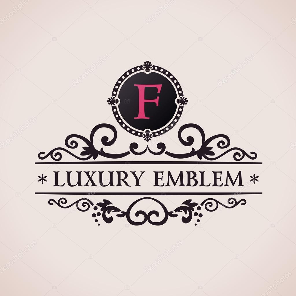 Luxury logo. Calligraphic pattern elegant decor elements. Vintage vector ornament F