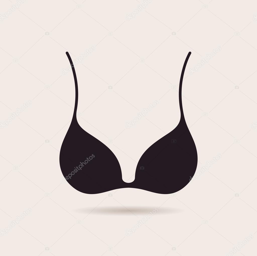 Bra icon simple logo. slim figure, fitness beautiful breasts vector illustration. Vintage label design