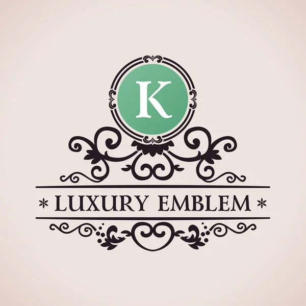 Logotipo de luxo. Padrão caligráfico elementos de decoração elegantes. Ornamento vetorial vintage —  Vetores de Stock