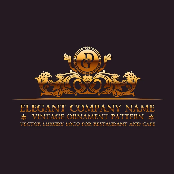 Luxe logo. Kalligrafische patroon elegant decor elementen. Vintage sieraad goud — Stockvector