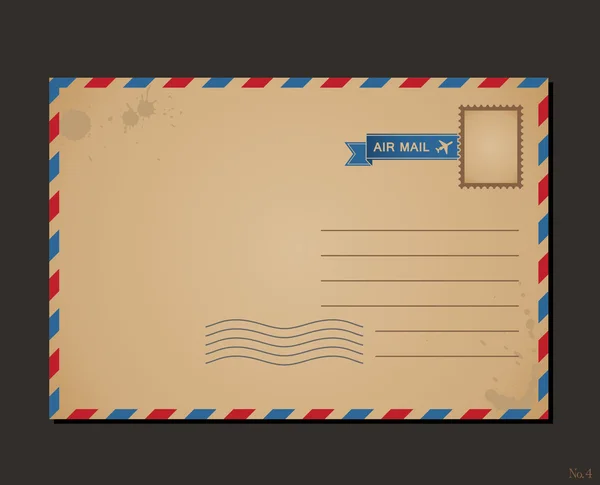 Vintage postcard en postzegels. Envelop patroon brieven ontwerpen — Stockvector