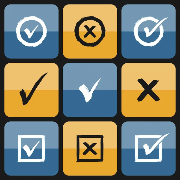 Vector checkbox Set van hand getrokken pictogrammen — Stockvector