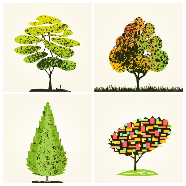 Абстрактные цветные векторные деревья — стоковый вектор