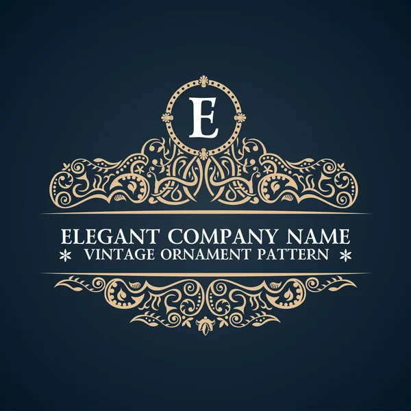 Kalligrafiska utsmyckade logotyp. Emblemet elegant inredning element. Vintage — Stock vektor