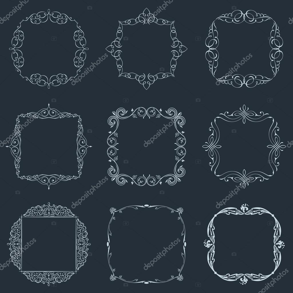 Calligraphic Frames Set And Page Decoration Vector Vintage Calligraphic Frames Set And Page Decoration Vector Vintage