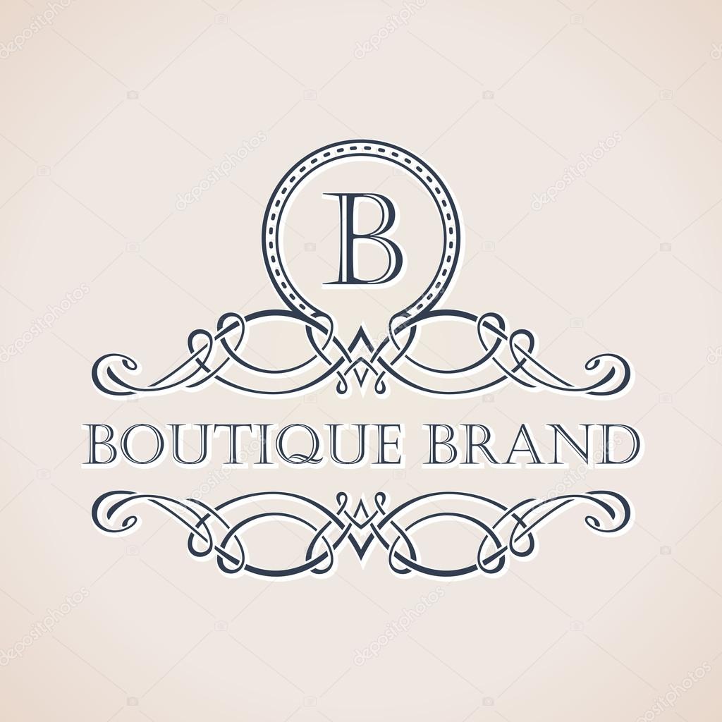 Calligraphic Luxury logo. Emblem ornate decor elements. Vintage