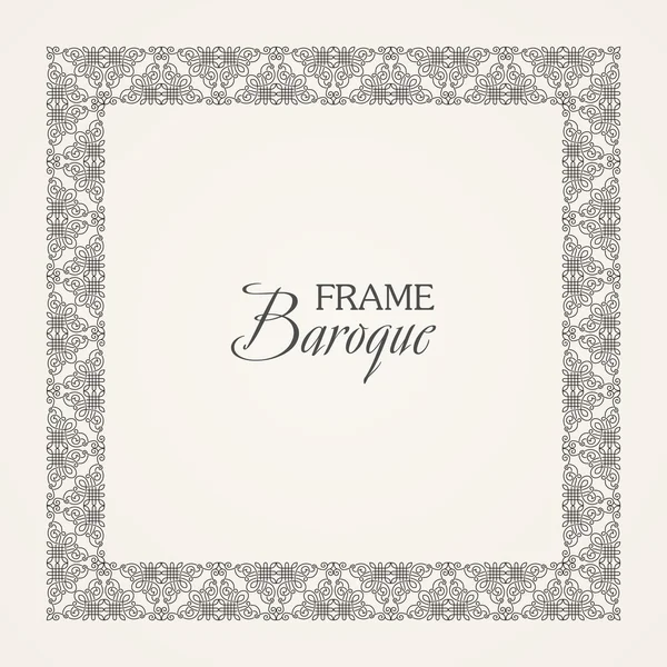 Vintage baroque floral frame. Vector black and white — Stock Vector