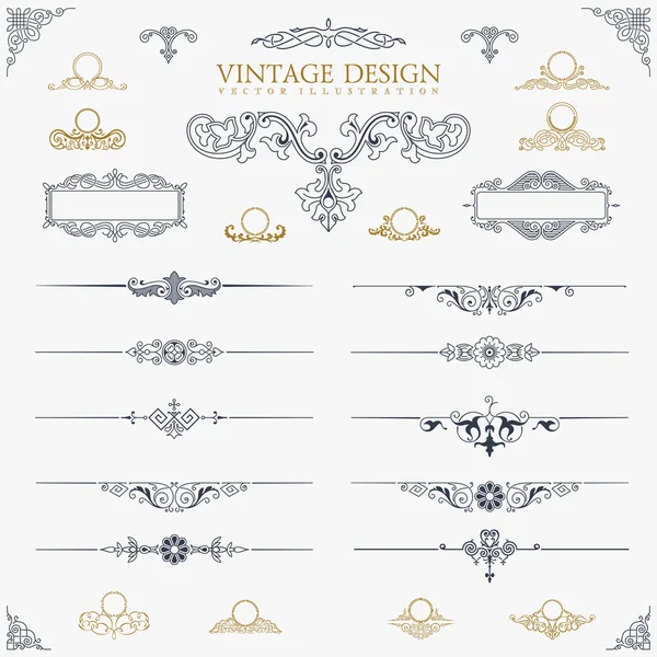 Baroque Set of vintage decor elements calligraphic ornaments — Stock Vector