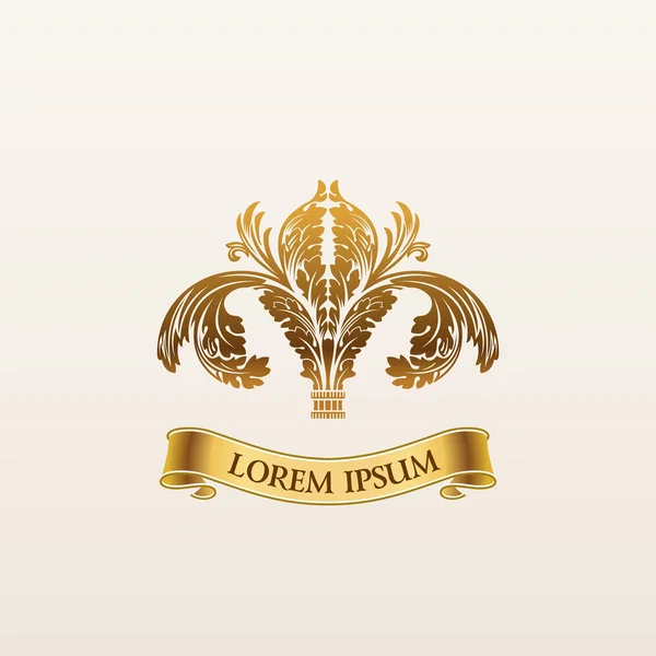 Vintage emblema de ouro vetor de luxo. Logotipo caligráfico elegante — Vetor de Stock