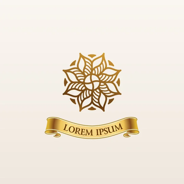Vintage emblema de oro vector de lujo. Elegante logotipo caligráfico — Vector de stock