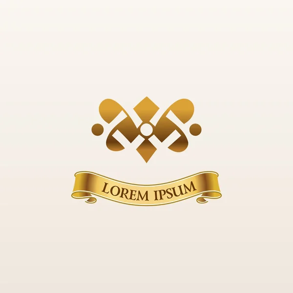Vintage emblema de ouro vetor de luxo. Logotipo caligráfico elegante — Vetor de Stock