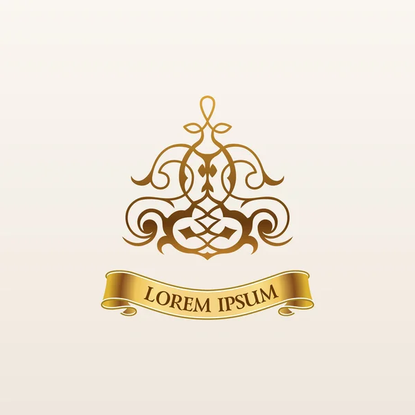 Vintage emblema de ouro vetor de luxo. Logotipo caligráfico elegante — Vetor de Stock