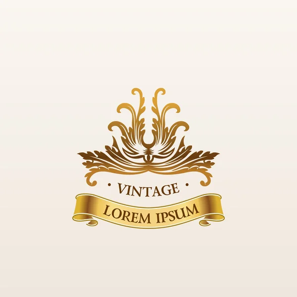 Vintage luxe vecteur or emblème. Élégant logo calligraphique — Image vectorielle
