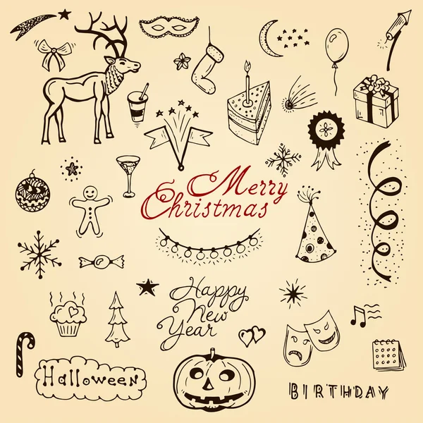 Vector christmas doodle set — Wektor stockowy