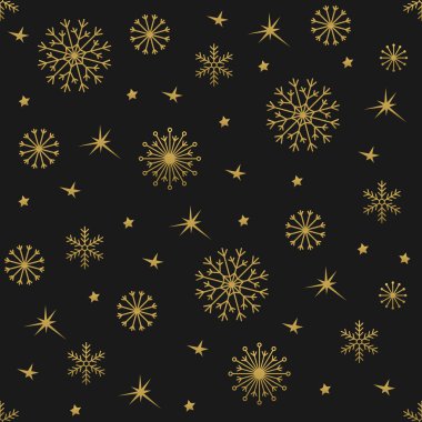 Winter gold background with snowflakes