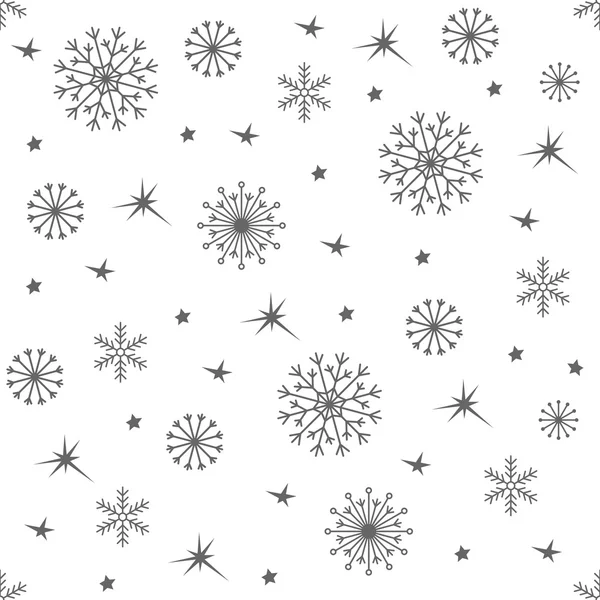 Fondo blanco y negro de invierno con copos de nieve — Vector de stock