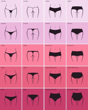 Womens panties. Vector set sketch clothing underwear items