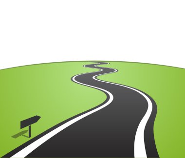 Ufuktan ayrılan beyaz çizgileri olan dolambaçlı bir yol