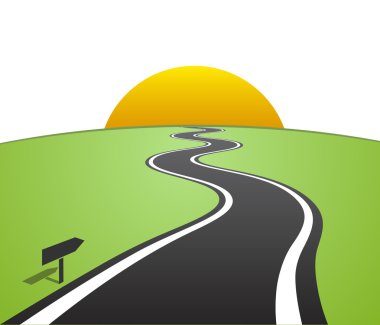 Ufuktan ayrılan beyaz çizgileri olan dolambaçlı bir yol
