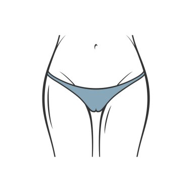 Sexy black panties icon. Vector women thong slim figure beauty