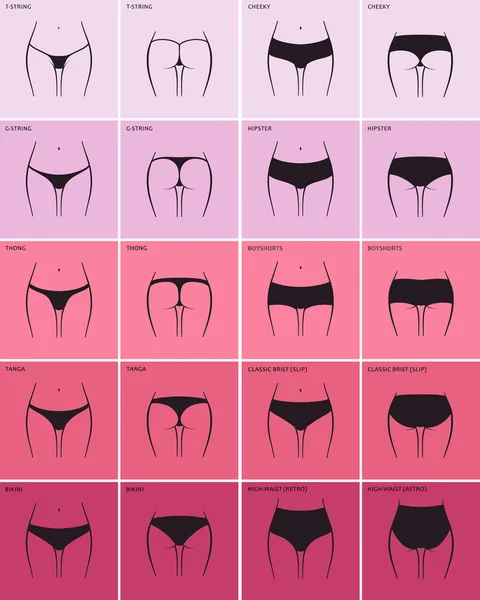 Womens panties. Vector set sketch clothing underwear items — Stock Vector