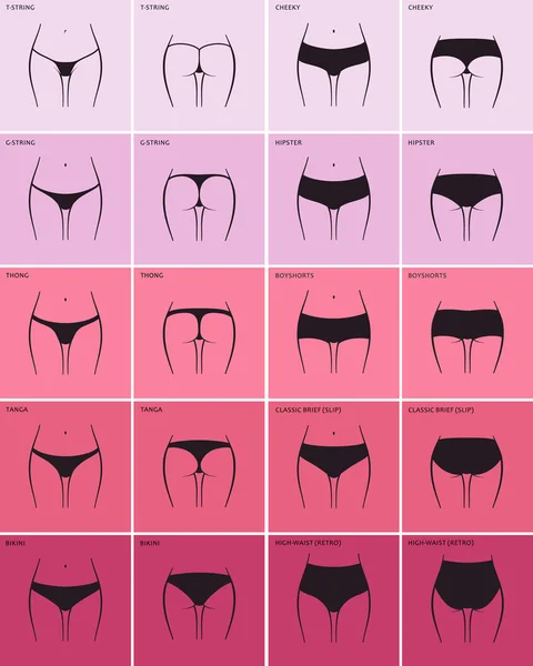 Womens panties. Vector set sketch clothing underwear items — 스톡 벡터