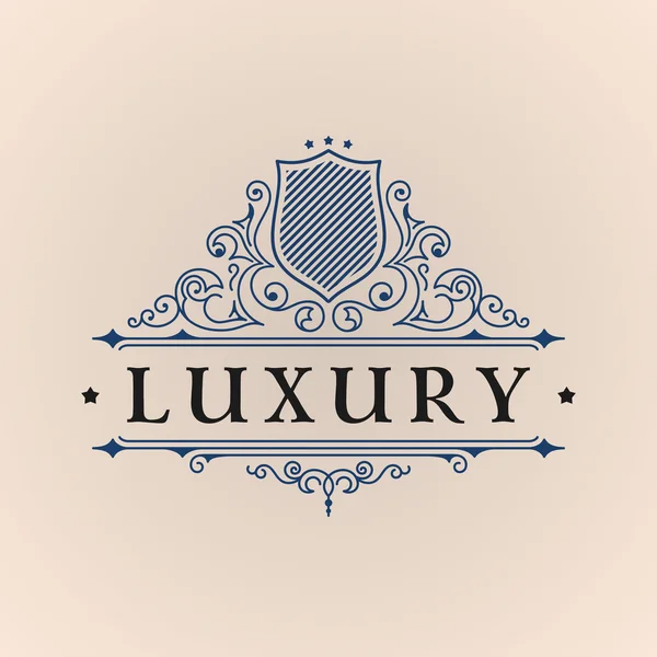 Logotipo de lujo caligráfico. Emblema elegantes elementos de decoración. Vintage — Vector de stock